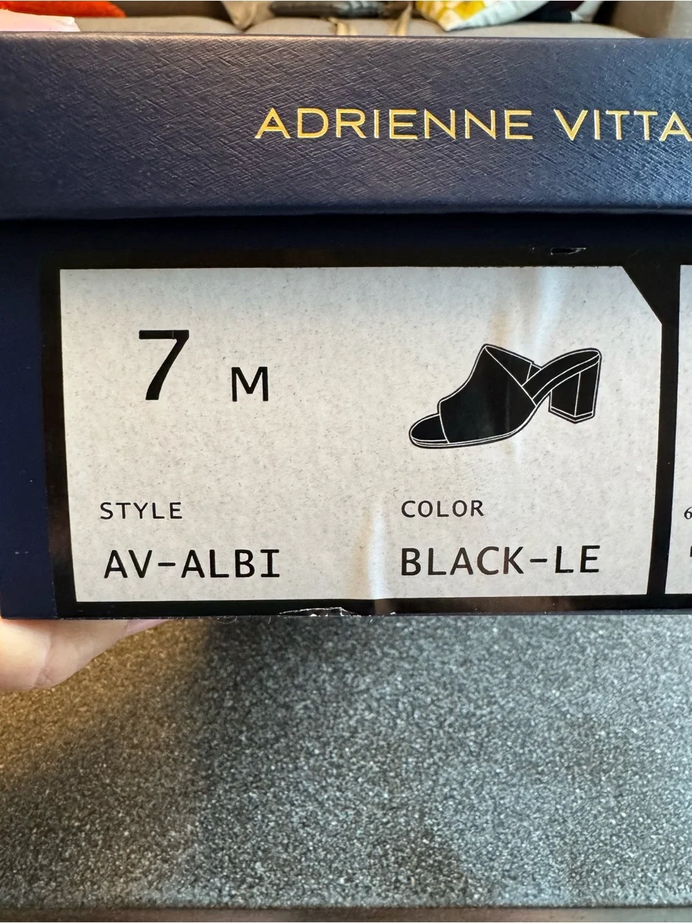 Adrienne Vittadini Black Leather Open-Toe Block Heel Mules Size 7